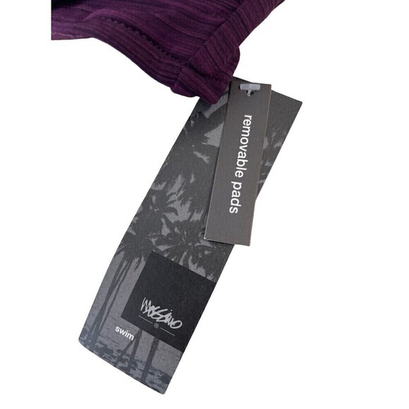 Mossimo Purple Black Twist Front Ruffle Removable Strap Bikini Top Size Medium - Picture 3 of 5